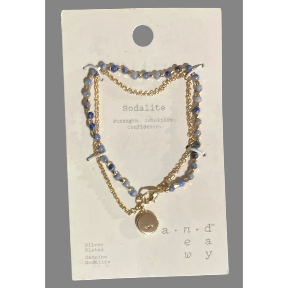 A New Day Sodalite Beaded Bracelet Silver Plated Layered Charm Boho NWT Target